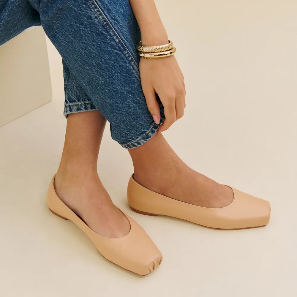 NWOT Reformation Mikayla ballet flats, black, size 8